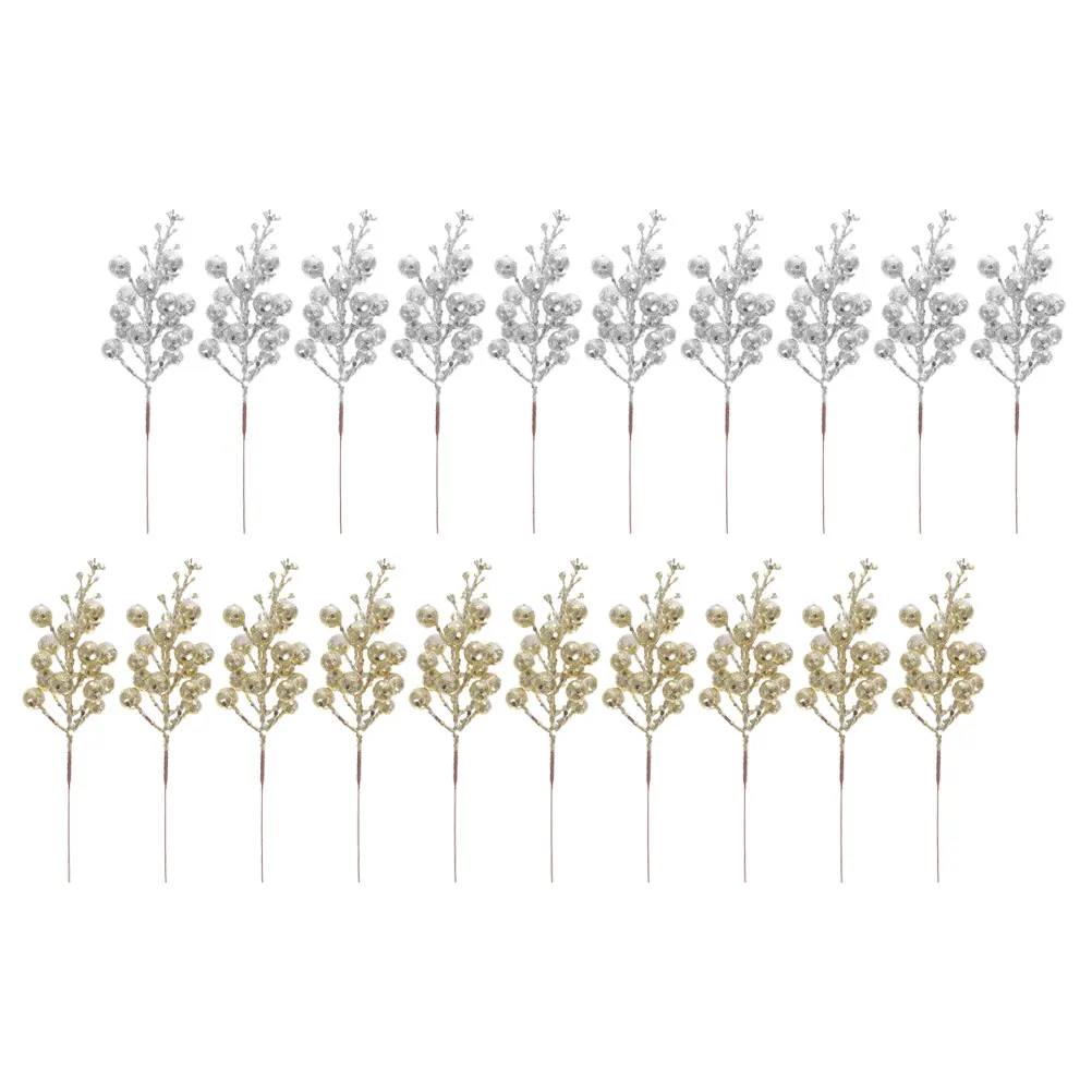 

20pcs Berry Stem Christmas Tree DecorationsFaux Twig Christmas Tree Picks Red Gold Blue ColorsDurable MaterialDIY
