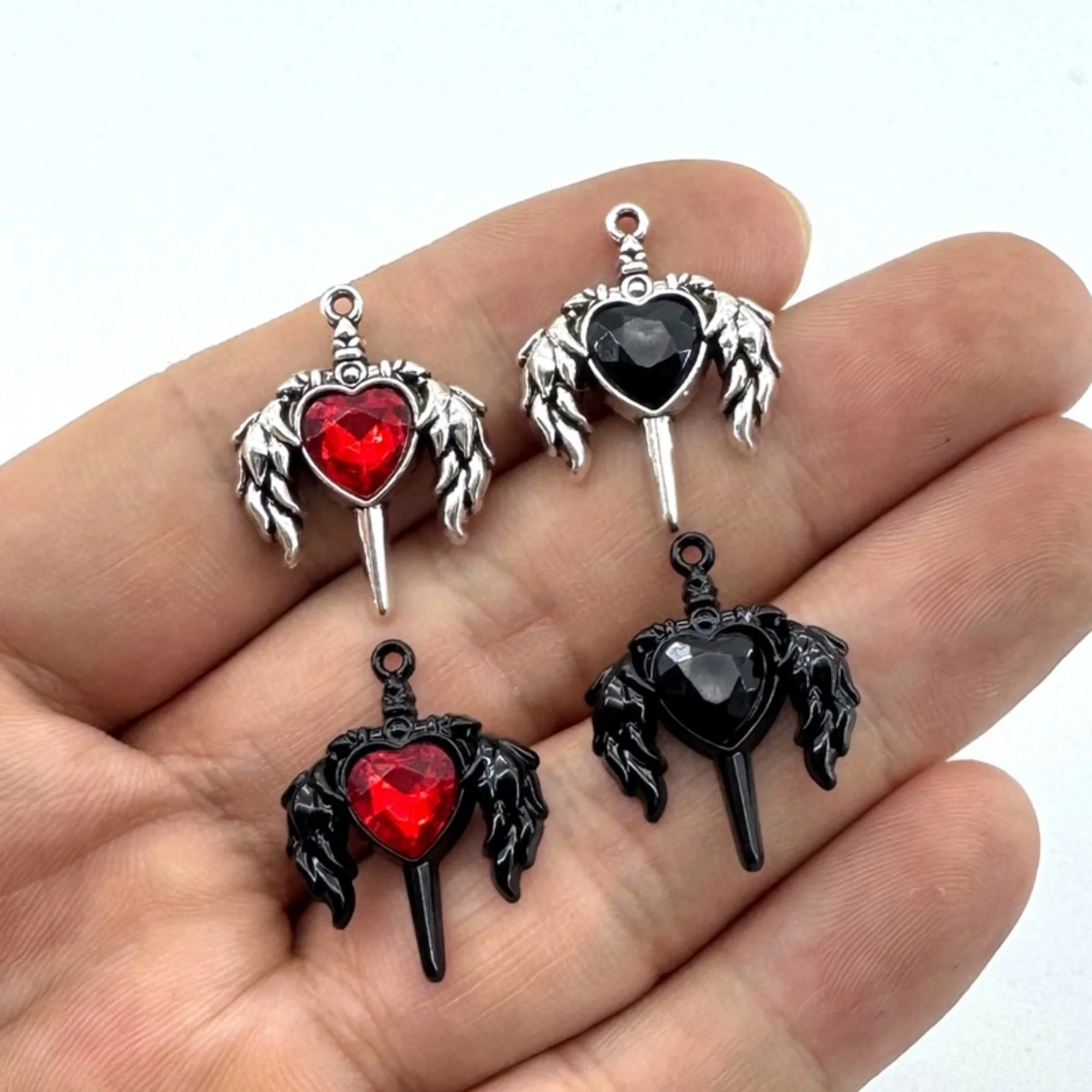 20 pendentifs épée gothique avec ailes, style sombre, composants DIY pour bracelets et colliers, pour la création artisanale