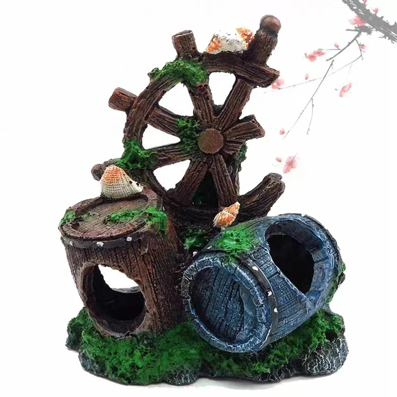 Artificial Aquarium Decoration Shelter Ornament Cask Decor Resin Landscaping House for Fish Accessories for Aquarium Stuff New