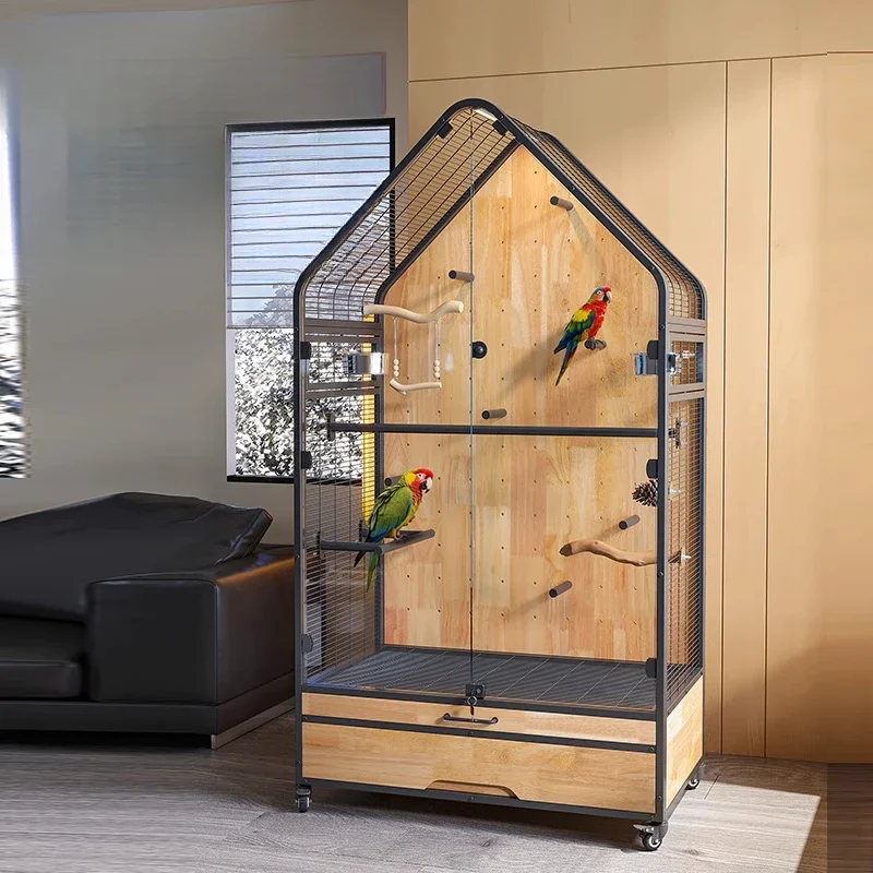 

Panoramic Luxury Bird Cage – DIY Parrot Villa with Perch Stand for Pet Birds