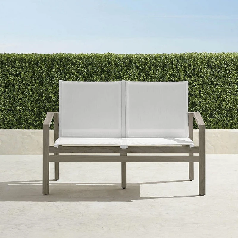 Modern Courtyard Outdoor Garden Double Sofa Furniture Heart Teak 2 Seats
