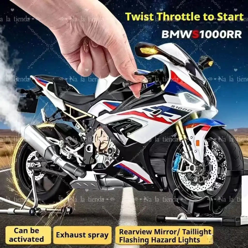 

FOR BMW S1000RR 1: 6 spray version alloy motorcycle model,With Sound & Light Decoration boy's birthday gift, best collectible 6