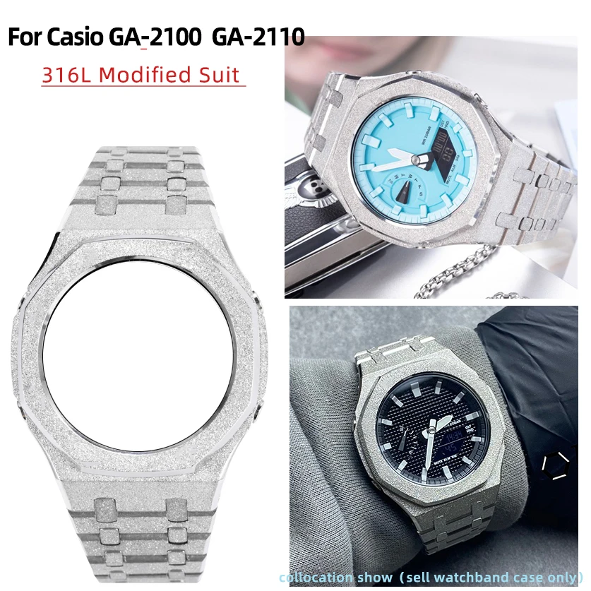 For Casio G-SHOCK ga2100 Modified Octagon Farm Oak GA-2100 GA-2110 316L Stainless steel Watchband case Watch Strap men Bracelet
