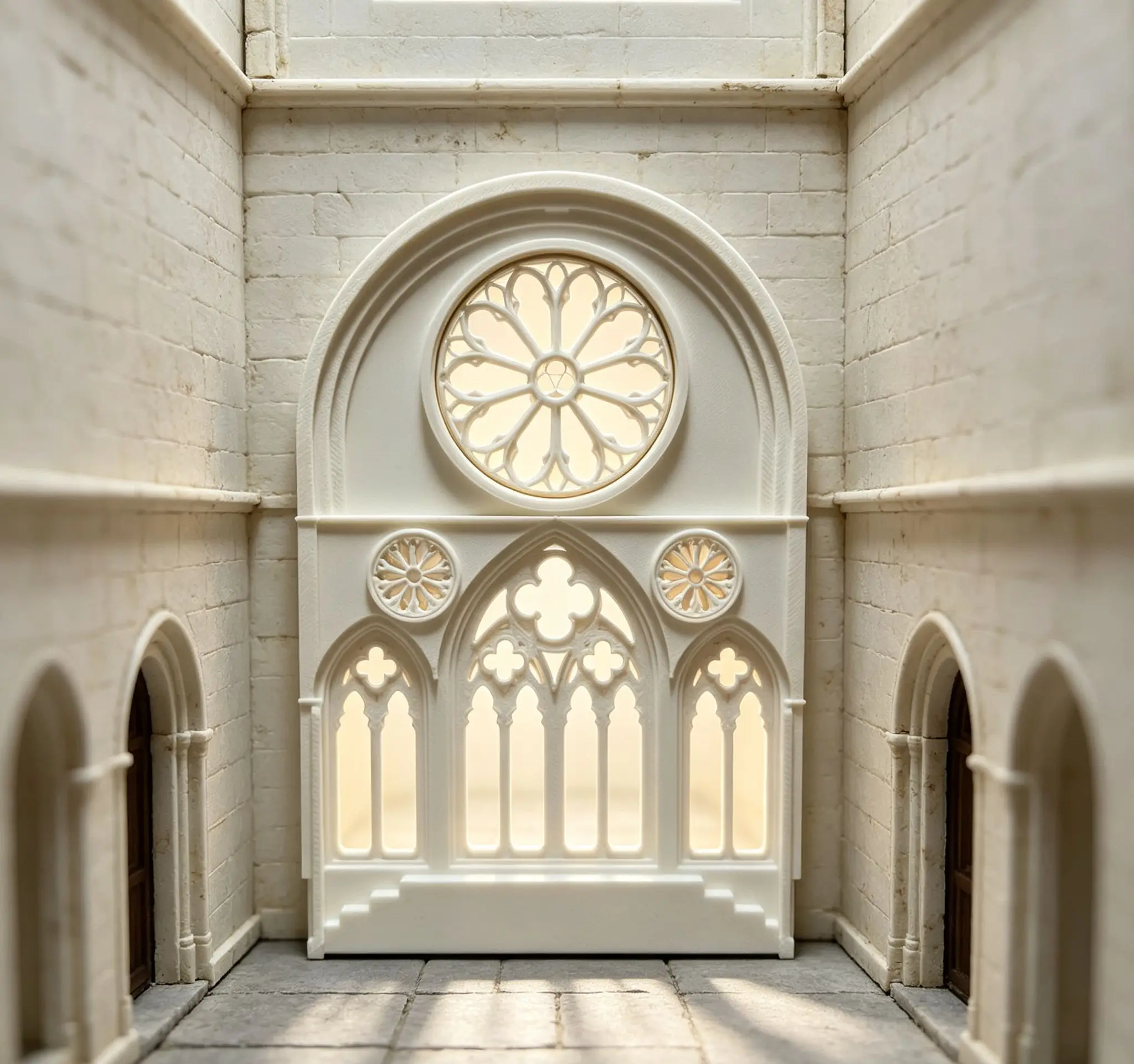 1/24 1/25 Gothic Window Frame, Miniature European Style Architecture Accessory for Dollhouse Diorama & Scene Decoration