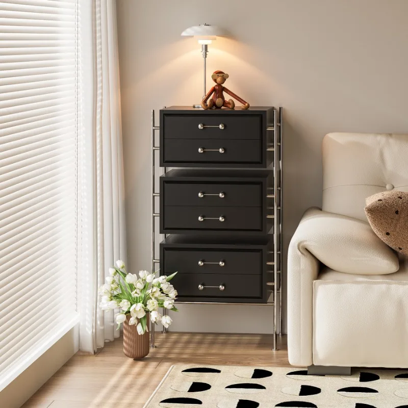 Simple metal design sense wall side cabinet locker, three bucket cabinet modern solid wood cabinet burgundy black g &