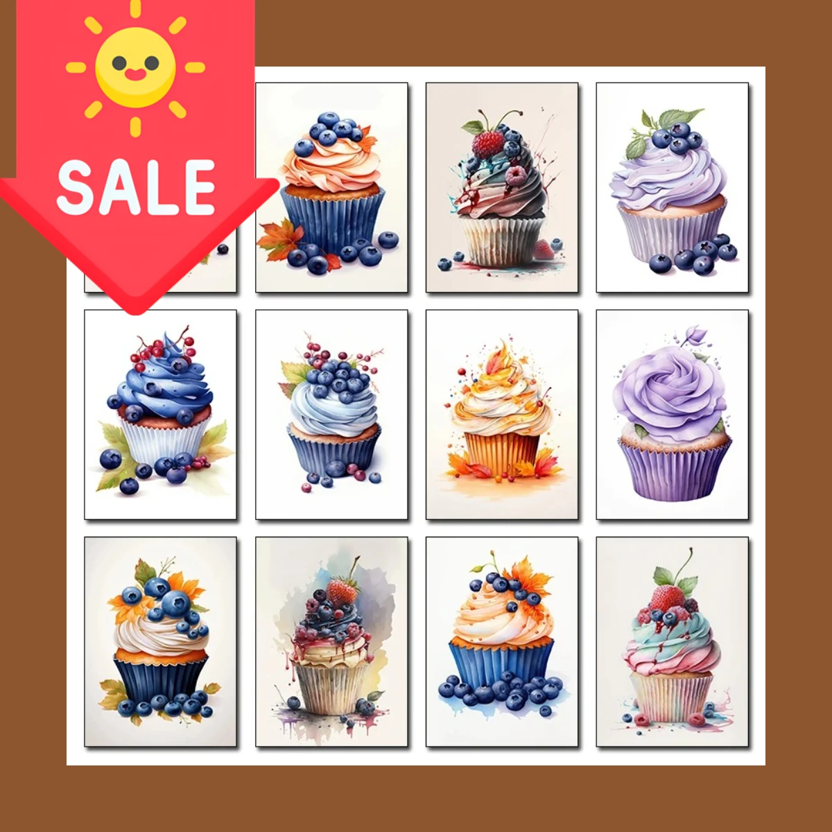 Classic Autumn Delicious Colorful Blueberry cream Cake Posters Prints Canvas Paintings Wall Art Pictures --2026 new