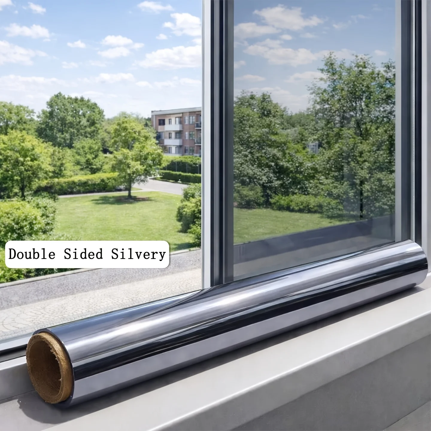 Daytime One Way Privacy Window Film Mirror Heat Control UV Block Static Cling Removable for Home Office Glass
