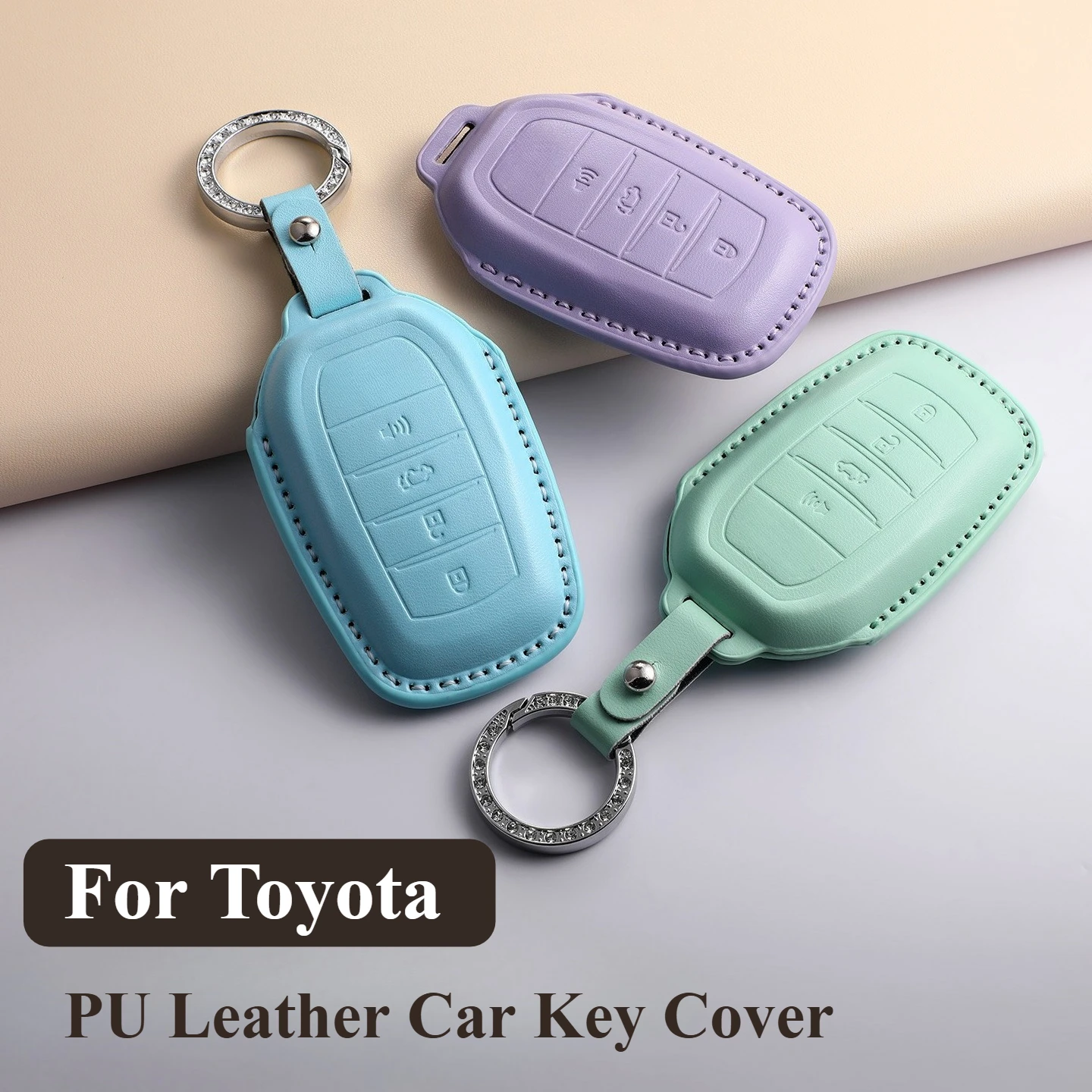 

Car Key Cover Suitable For Toyota Camry Highlander Prado Land Cruiser Harrier PU Leather Keycovercar Key Case Cover