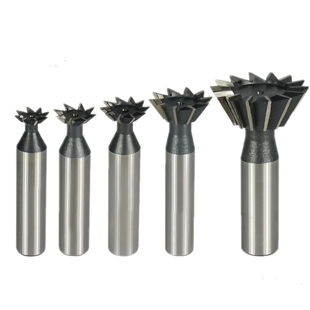 10mm 12mm 16mm 20mm 25mm 30mm 40mm 50mm 60mm Dovetail Milling Cutter 45 55 60 Degrees CNC Router Bit Straight Shank HSS End Mill