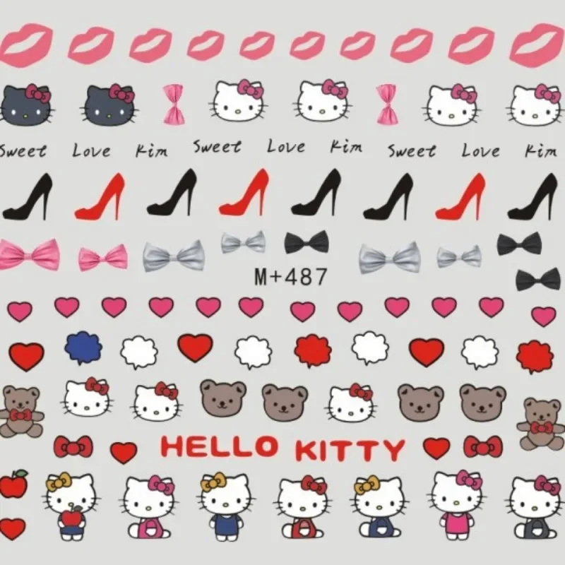 Sanrio 3D Hello Kitty Cartoon Nagelstickers Mode Decoratie Leuke Zwarte Schoonheid Melodie Nagelstickers Nail Art Accessoires