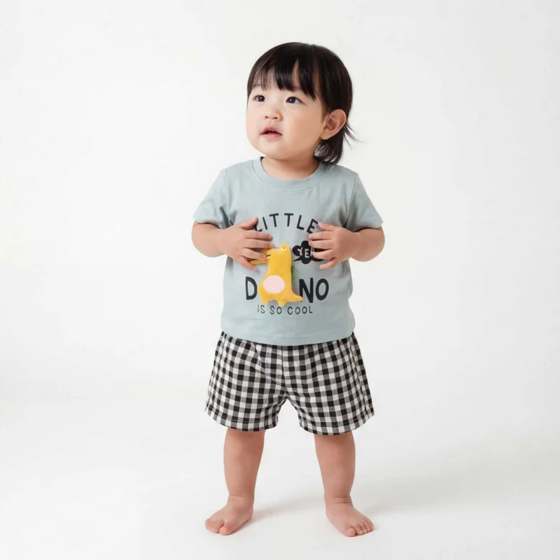 

26Summer clothing for infants and toddlersinsDinosaur 3D Figurine Short-Sleeve Set Casual Children's Clothing Two-Piece Set