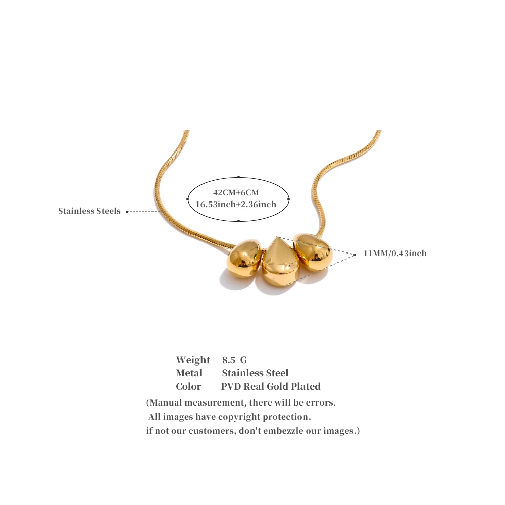 Yhpup Hot Style 316L Cast Stainless Steel Water Drop Pendant Necklace PVD Plated Waterproof Charm Collar Charm Jewelry Gift