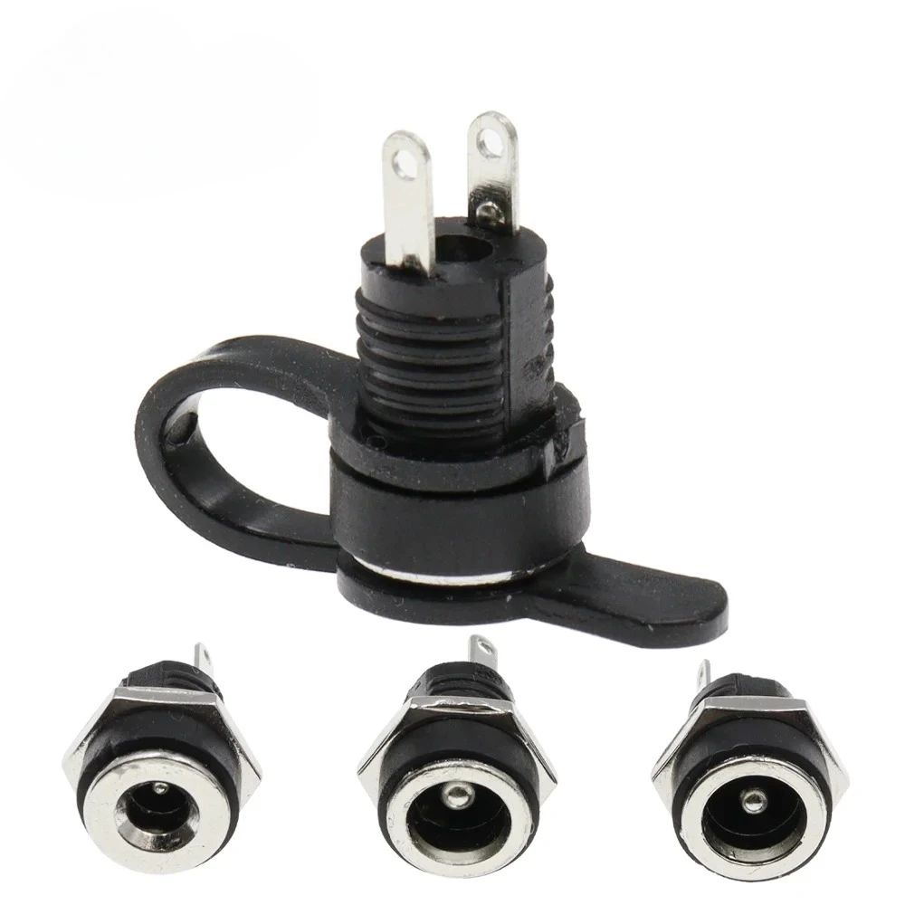 5.5X2.1/5.5X2.5MM DC Power Jack Socket Supply Female Panel Mount Connector Plug Adapter 2 Terminal Type DC Connector 5.5*1.35
