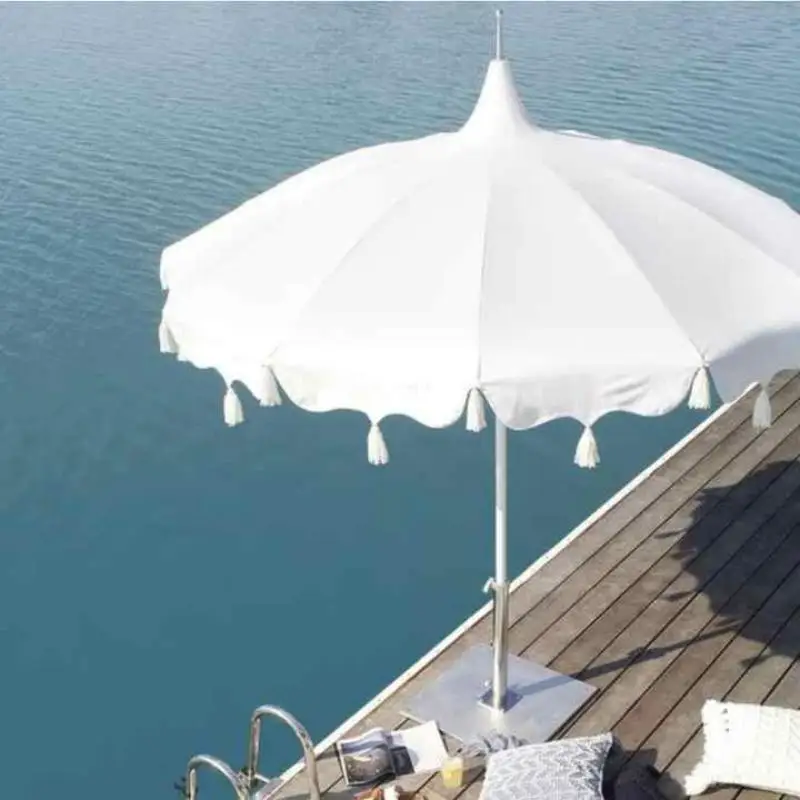 Good Quality Low Price Outdoor Pool Garden Park Beach Umbrella UV 50+ Parasol Large Pagoda Umbrella with Tassels