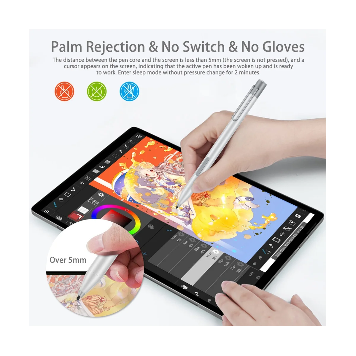 チップエクストラクターとシルバーの電子ペン,標準表面スタイラス,OB7 6 5 4 3,圧力レベル4096,シルバー