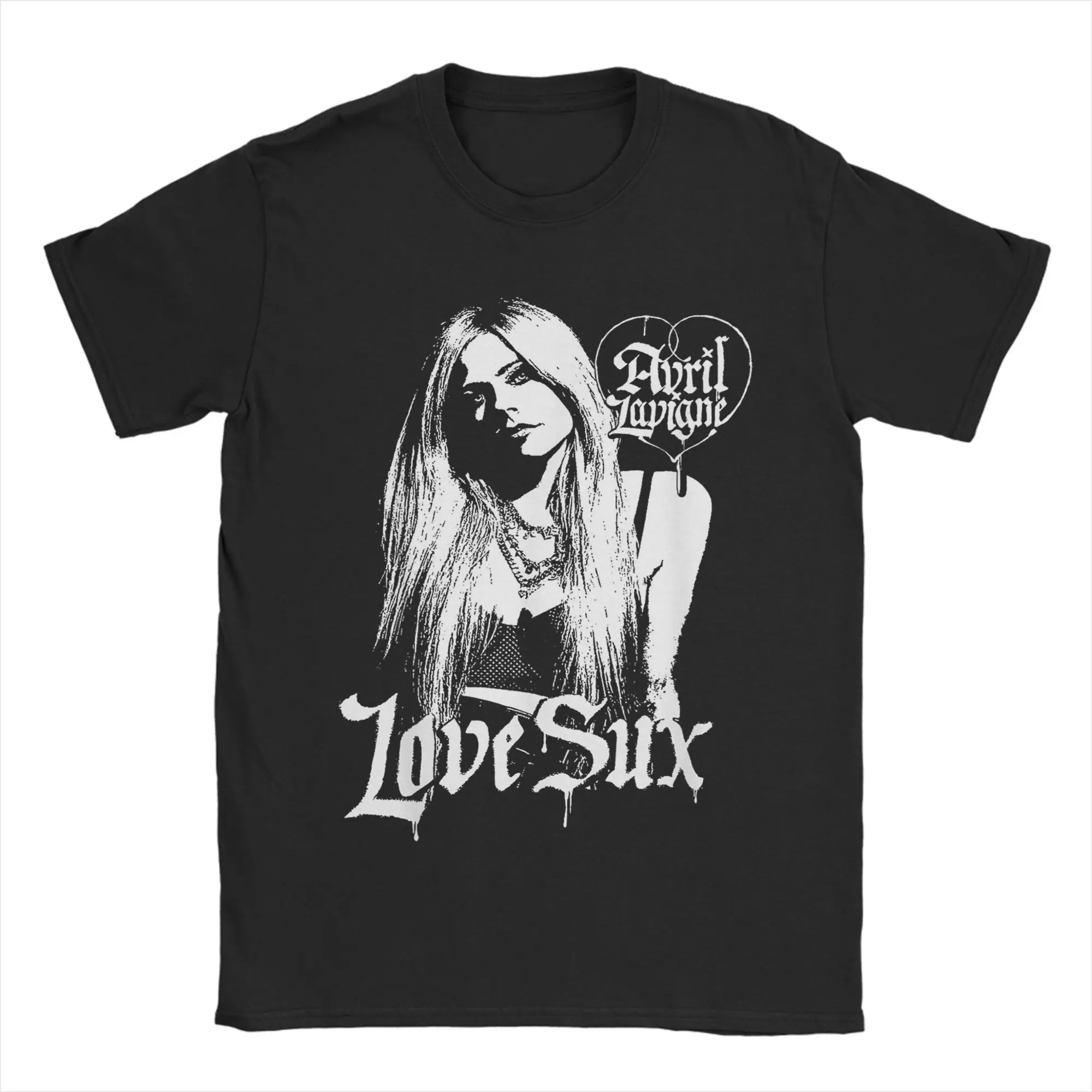 

Мужские футболки Avril Lavigne Love Sux из чистого хлопка, винтажные футболки с круглым вырезом, топы с короткими рукавами, большие размеры