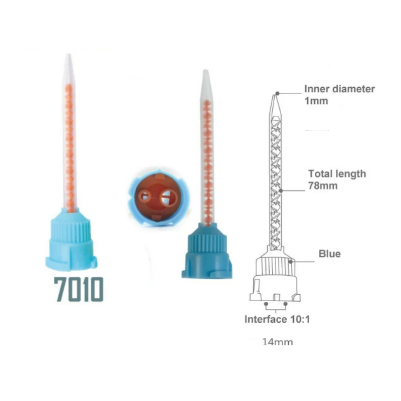 

50 шт. стоматологические наконечники для смешивания оттиска 10:1 силиконовая резина конвейерная смешивающая головка трубка сопло 7010 стоматологические материалы