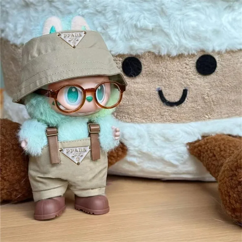 15 17 سنتيمتر ل Labubu دمية موضة المثلث المقلوب الزي قبعة حقيبة الملابس نظارات الأحذية مجموعة الملابس دمية الهدايا اكسسوارات #6