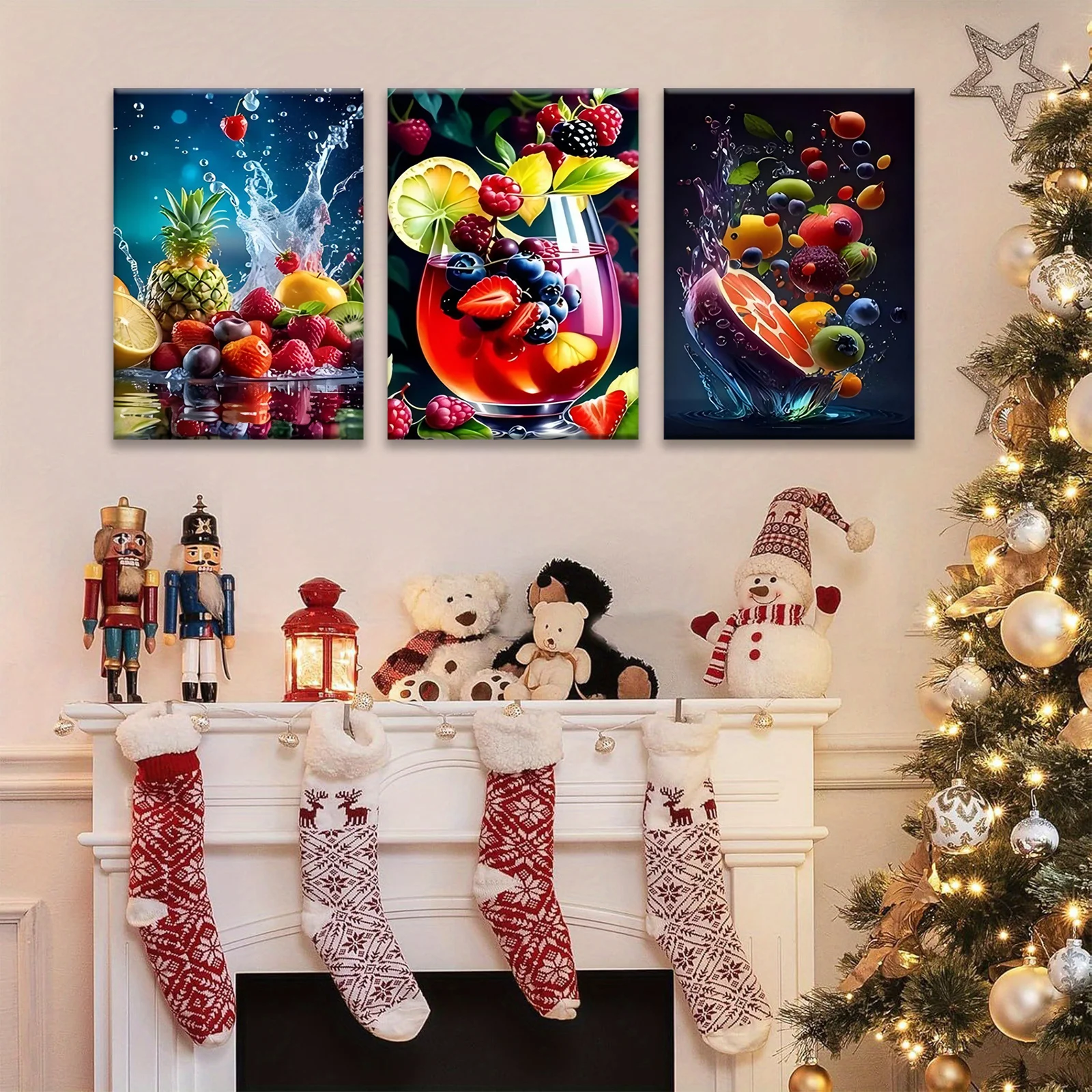 3pcs --Natural sweet flavor to the kitchen theme canvas wall art  painting for indoor Easter, President's Day, Mardi Gras, hi