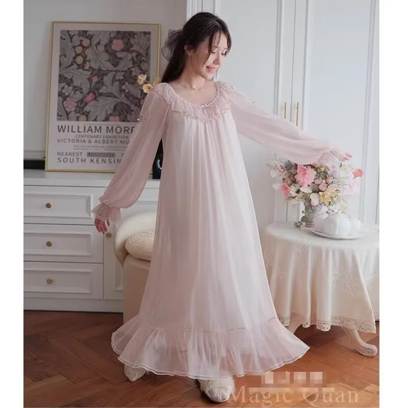 Womens Nightgown Lace with Bowknot Pajamas - view 2