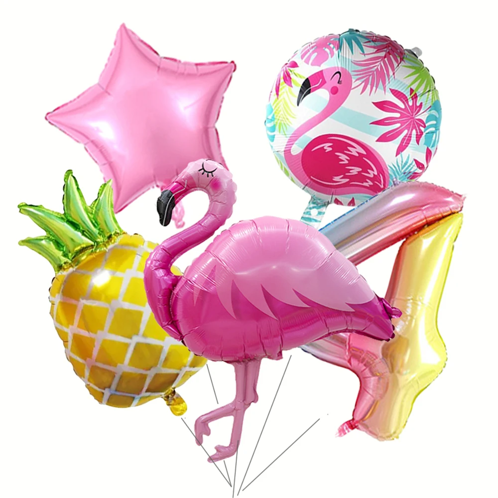 Tropischer Flamingo Ananas Folienballon Set 30 Zoll 0-9 Bunte Zahlenballons Mädchen Geburtstag Hawaii Party Babyparty Dekor – Detail 10