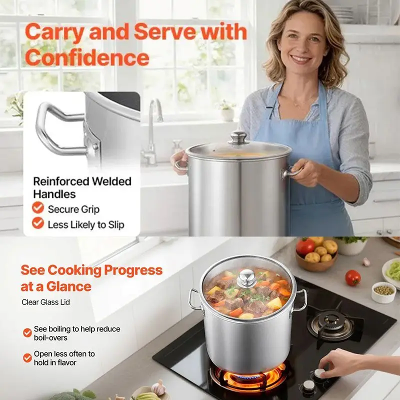 Multipurpose Stockpot with Glass Lid for Soups/Stews