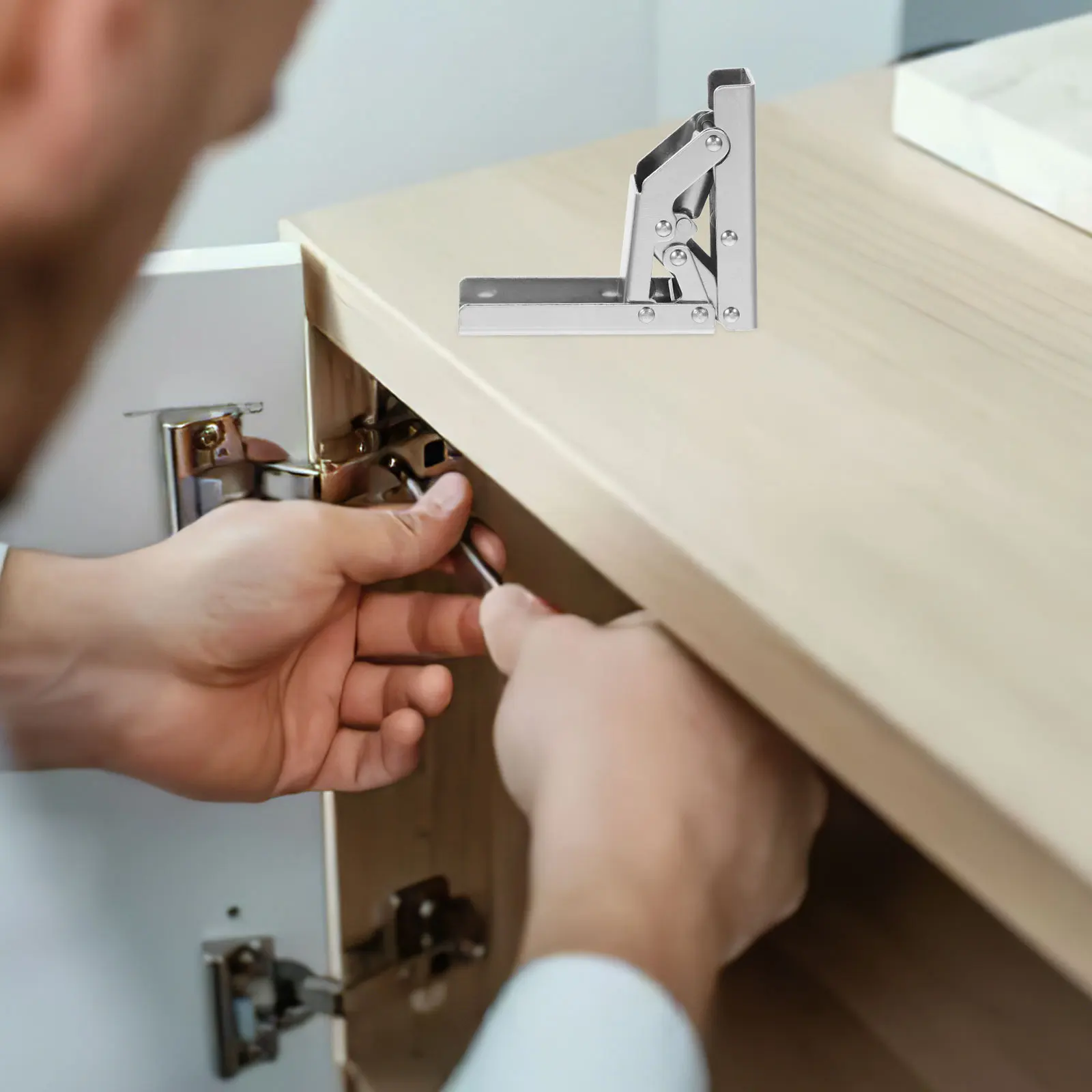 

2pcs Stainless Steel Cabinet Hinges 90 Degree Foldable Hidden Door Hinge Hardware Durable Silent Brackets For Kitchen Furniture