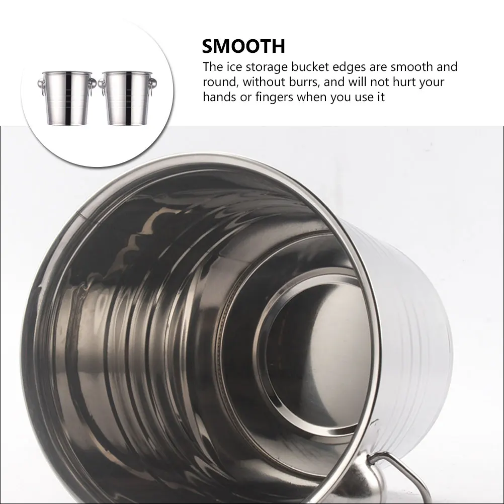 

2 Pcs Stainless Steel Thickened Round Head Mini Ice Bucket Set 3L for Bars Restaurants Parties Bar Supply Ice Cube