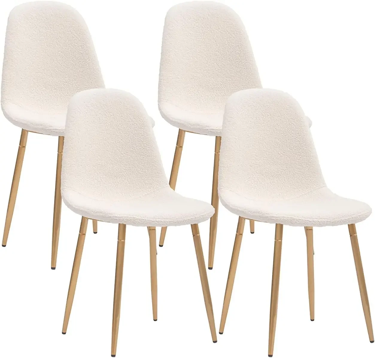 Velvet Dining Chairs Set of 4 with Velvet Cushion Seat Back and Metal Legs for Kitchen,Living Room,Cream