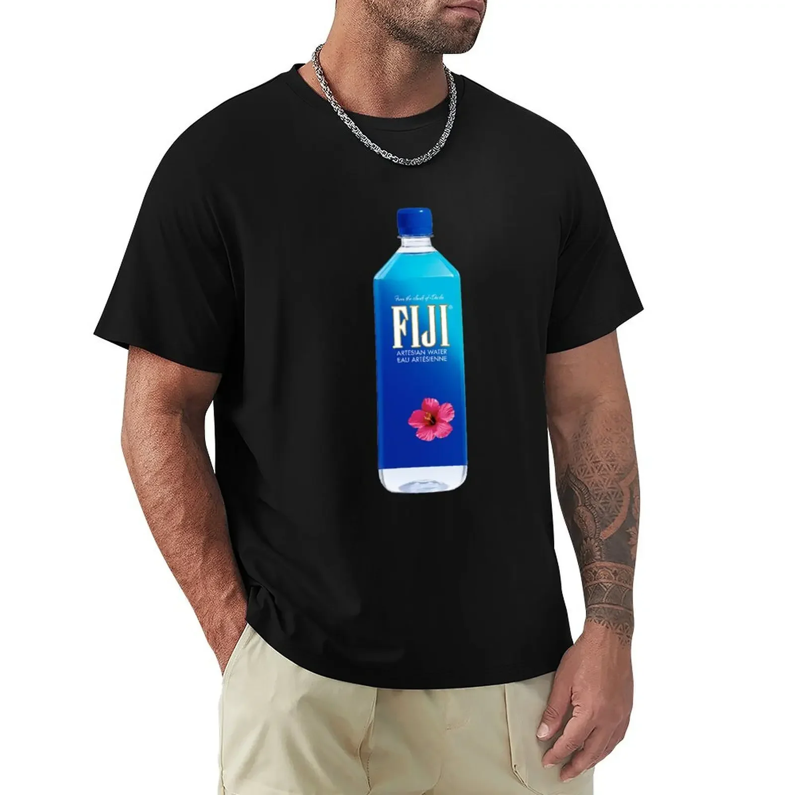 FIJI Water Bottle T-Shirt hippie clothes Short sleeve tee rapper graphic tees custom t shirt black t-shirts for men