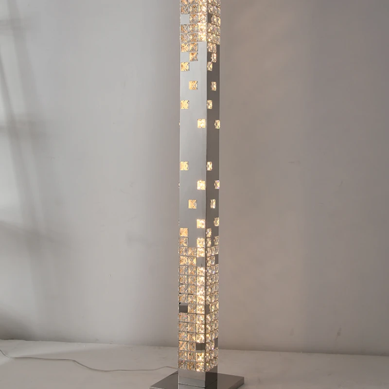 

Modern Crystal Luxury Floor Lamp Exhibition Hall Model Room Crystal Stainless Steel Vertical Lamp