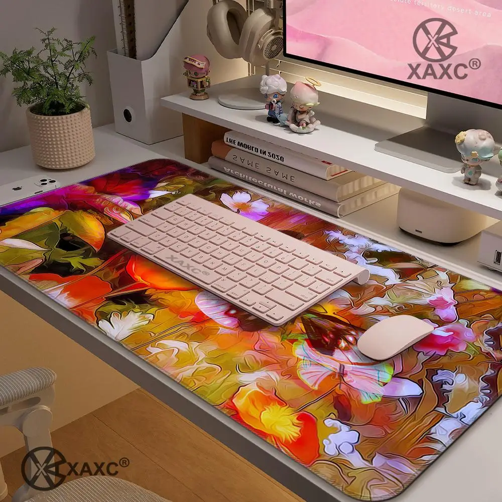 Beautiful Flower Big promotion CoolNew Butterfly Keyboard Gaming MousePads High-end Size for 700x300x2mmRubber Mouse mats