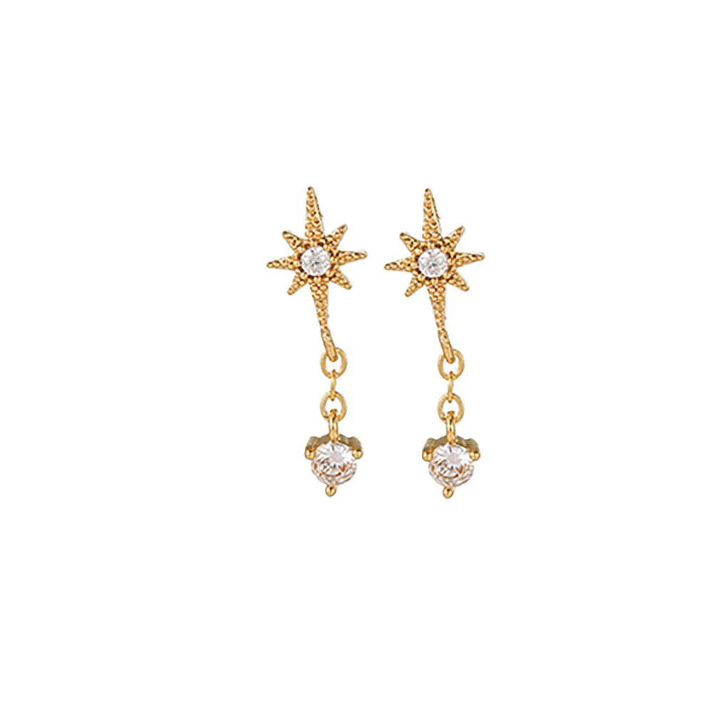 2 pezzi nuovi orecchini a cerchio con catena di zirconi cubici in acciaio inossidabile per le donne Star Moon Unique Punk Earring cartilagine Piercing Jewelry