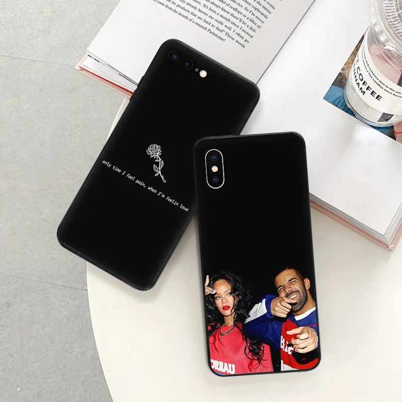 Matte Phone Case For iphone 16 Plus 15 14 13 12 11 Pro Max Mini 7 8 XR 16Pro XSMax Drake Black Soft Cover