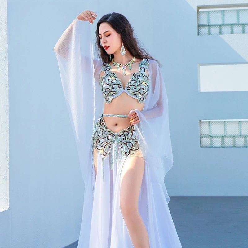 

2025 Belly Dance Performance Set | Flowy Chiffon Skirt with Full Flare, Elegant Stage Costume for Competitions & Shows