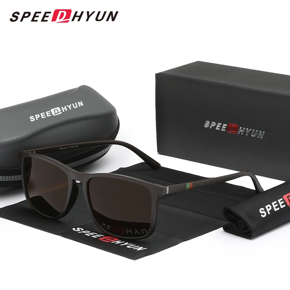 SPEEDHYUN Rectangular Ultra-light Causal Sunglasses Men Polarized Anti-UV400 Lens Driving Glasses Women Sports Outdoor Eyewear