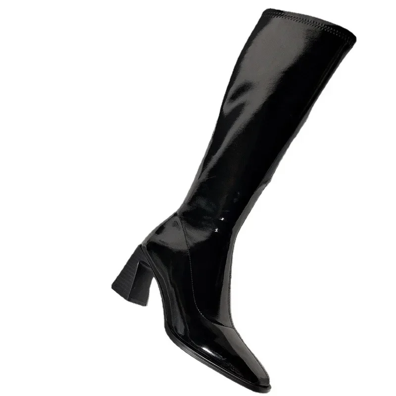 Winter High Heel Knee High Boots Women Shoes Fashion Square Toe Long Knight Bootties Ladies High Quality Shoes