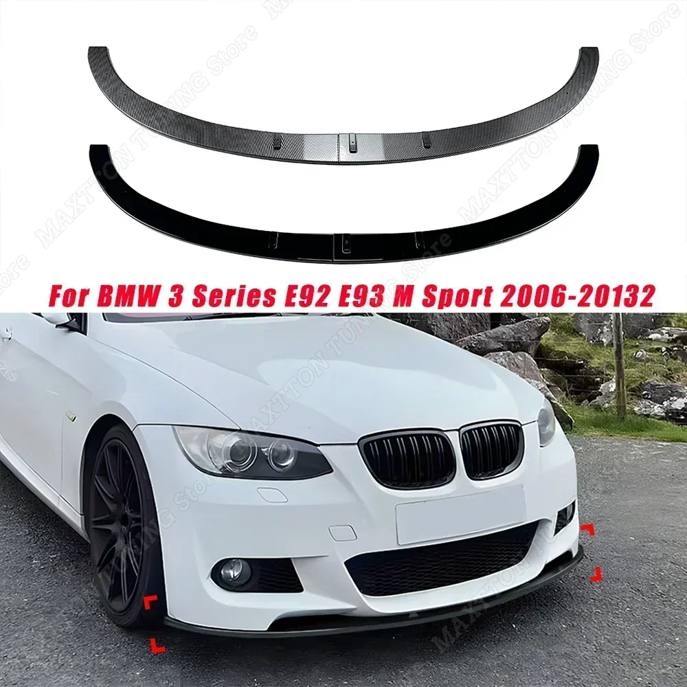 Para BMW Serie 3 Coupe E92 E93 m-tech divisores de parachoques delantero alerón de labio 2006-2013 difusor ajuste Exterior 2 uds negro brillante