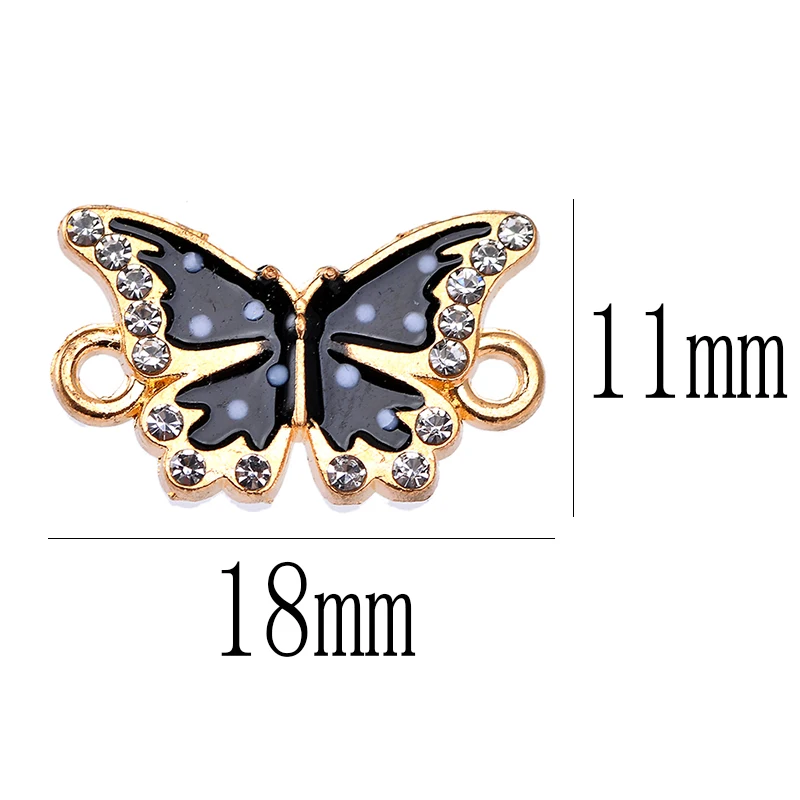 10Pcs 18*11MM Colorful Butterfly Charm Pendant Jewelry Connector for Women\'s Bracelet Necklace DIY Handmade Accessory Ornaments