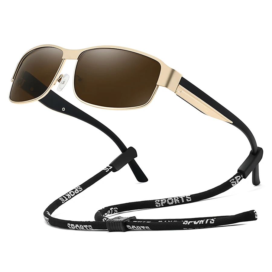 نظارات شمسية عصرية بإطار معدني UV400 للرجال والنساء، نظارات أمان عصرية خفيفة الوزن وملونة للقيادة والصيد في الهواء الطلق