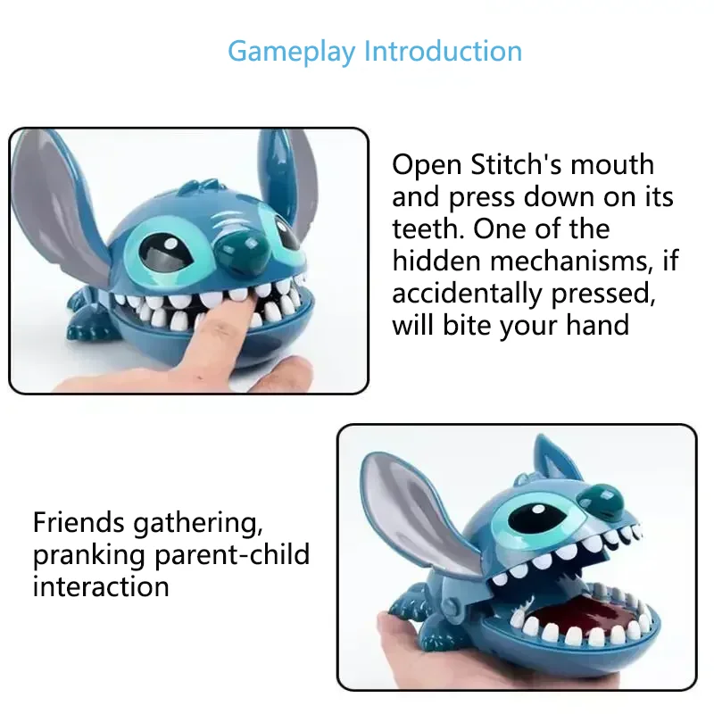 Figurines de doigt de morsure Disney Stitch, dessin animé, dentiste, dents poussées, modèle de jeu amusant, jouets, cadeaux d'anniversaire pour enfants, nouvelle collection 2026