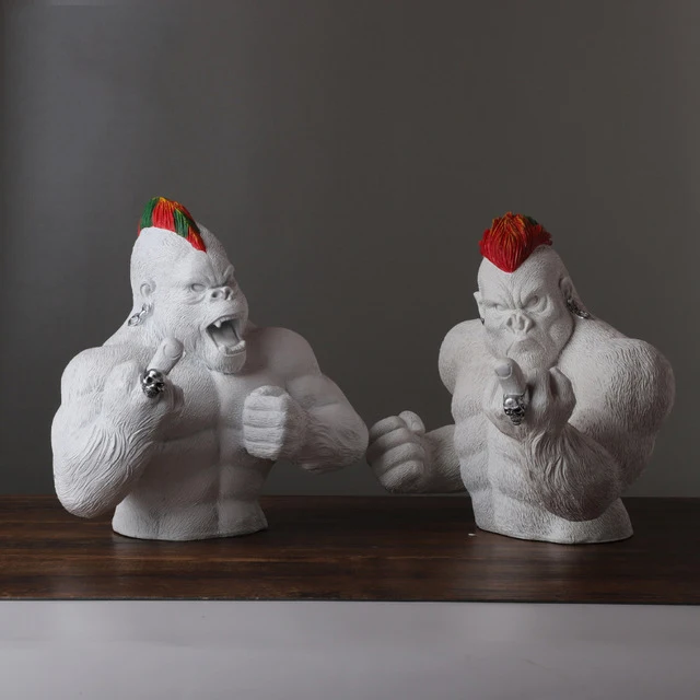 

Modern Angry King Gorilla Resin Adornments Cabinet Store Figurines Decoration Home Livingroom Desktop Sculpture Accessories