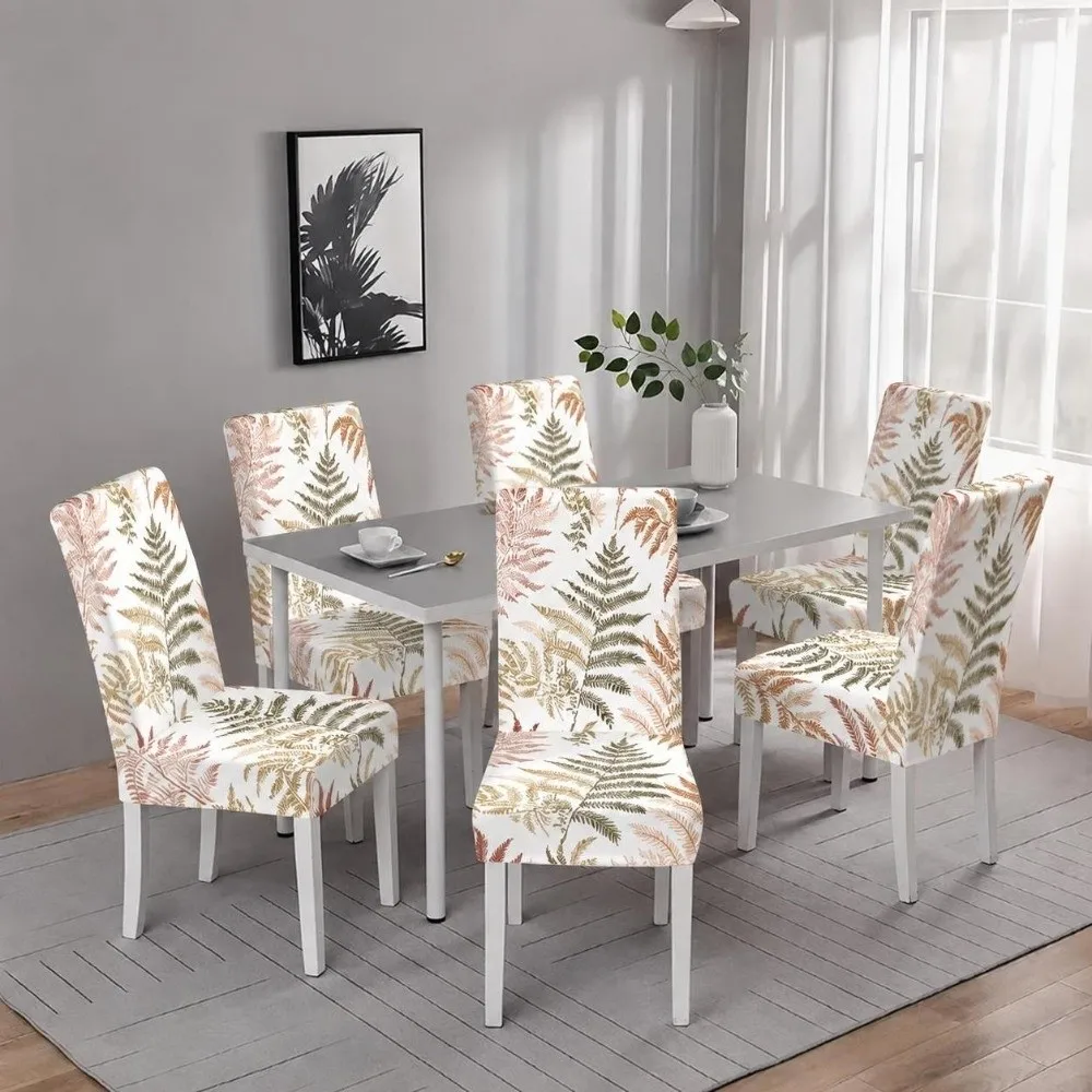 1/6pcs Full Cover Leopard Printed Chair Cover Elastic Non Slip Stretch Chair Cover Protective Floral Dining Chair Cover