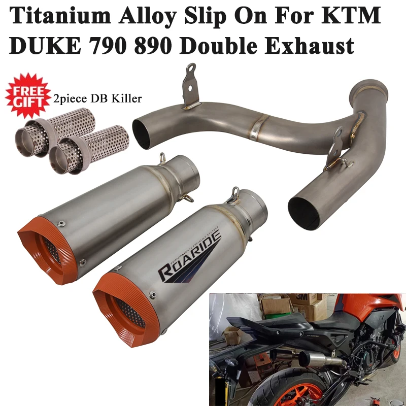 Titanium Alloy Slip On For KTM DUKE 790 890 KTM790 KTM890 Motorcycle Exhaust Tip Escape Modify Link Pipe Muffler DB Killer CNC