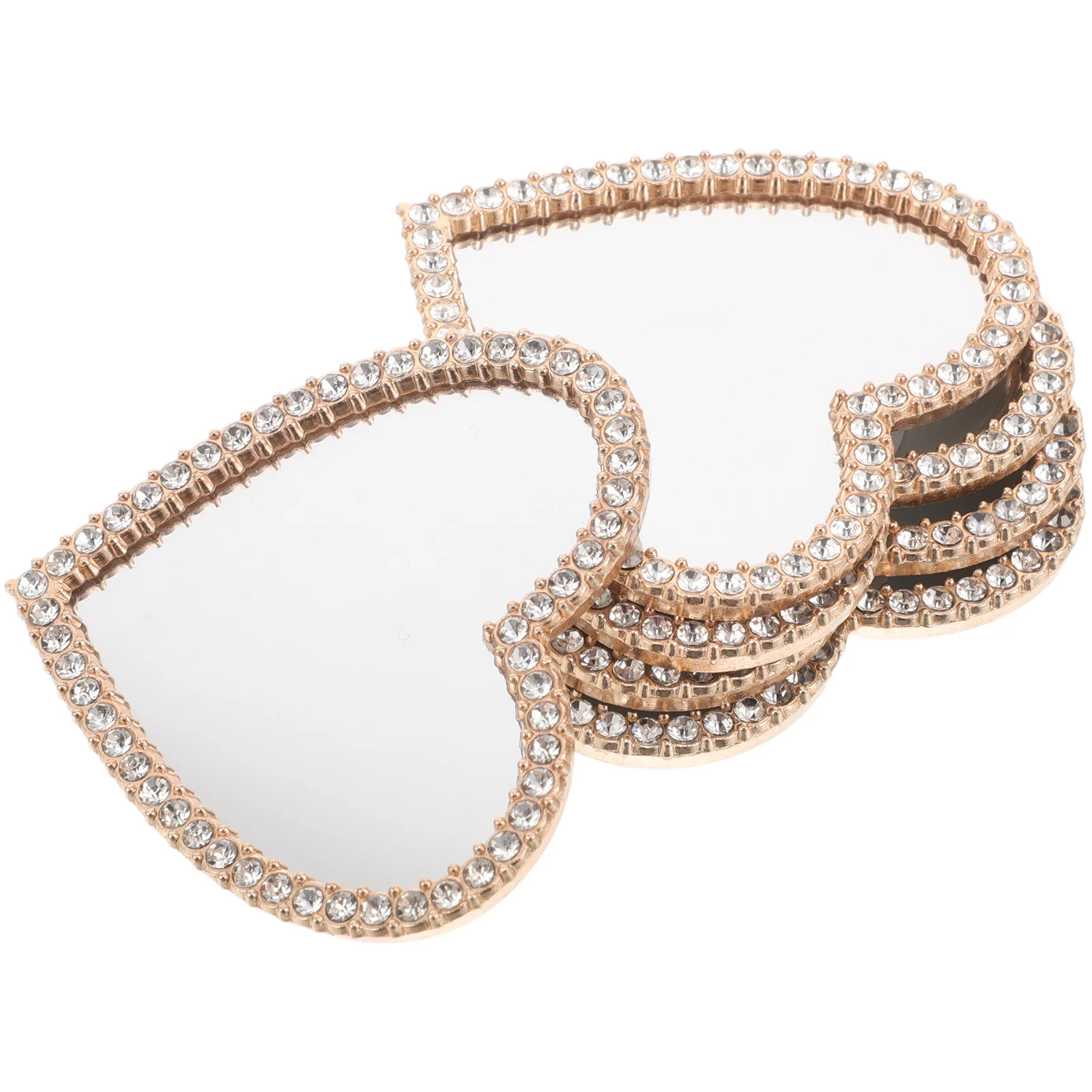 5 stuks compacte reisvormige strass ontwerp draagbare draagbare make-upspiegel voor vrouwen telefoon accessoire portemonnee