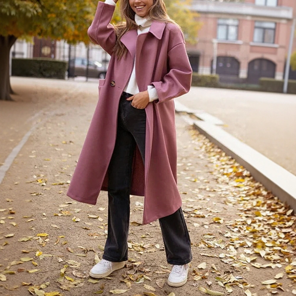 

Autumn Winter Casual Style Women's Coat No Decoration Fashionable Outerwear for Ladies Comfortable Fit Upper Apparel