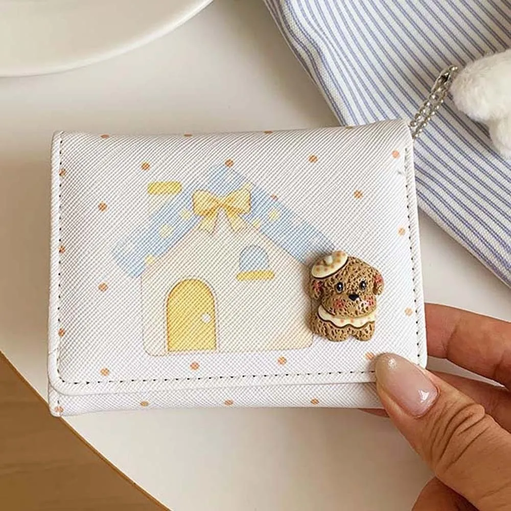 Mini Handbag Large Capacity Three-Fold Wallet Portable Compact Women Short Purse Multi-Slot Textured Cartoon Coin Pouch Gifts