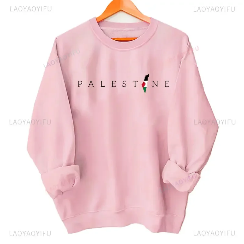 Casual Sweatshirt Palestine Flag Crewneck Pullovers Stand with Palestine Vintage Hoodie Palestine Gift Womens Pullovers Tops