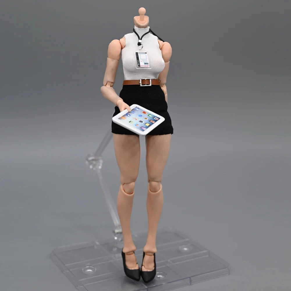In Stock 1/12 Scale Female Soldiers' Work Uniform Black Dress White Vest Set Fit 6 inch Romankey Snail Shell Action Figure Body