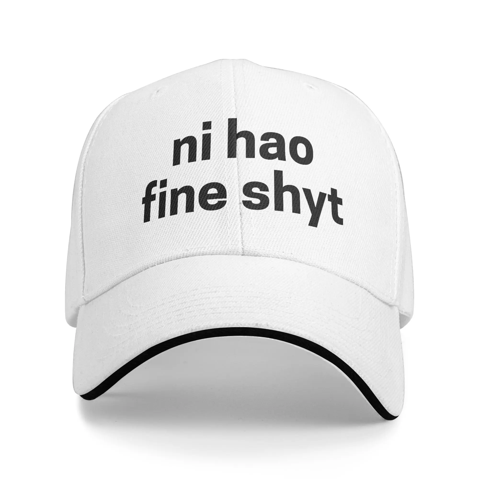 NI HAO FINE SHYT  Hot Girl Humor  Sandwich Hat Adult ,Hip-Hop,Baseball Cap  Hats Adjustable Polyester Racing Cap